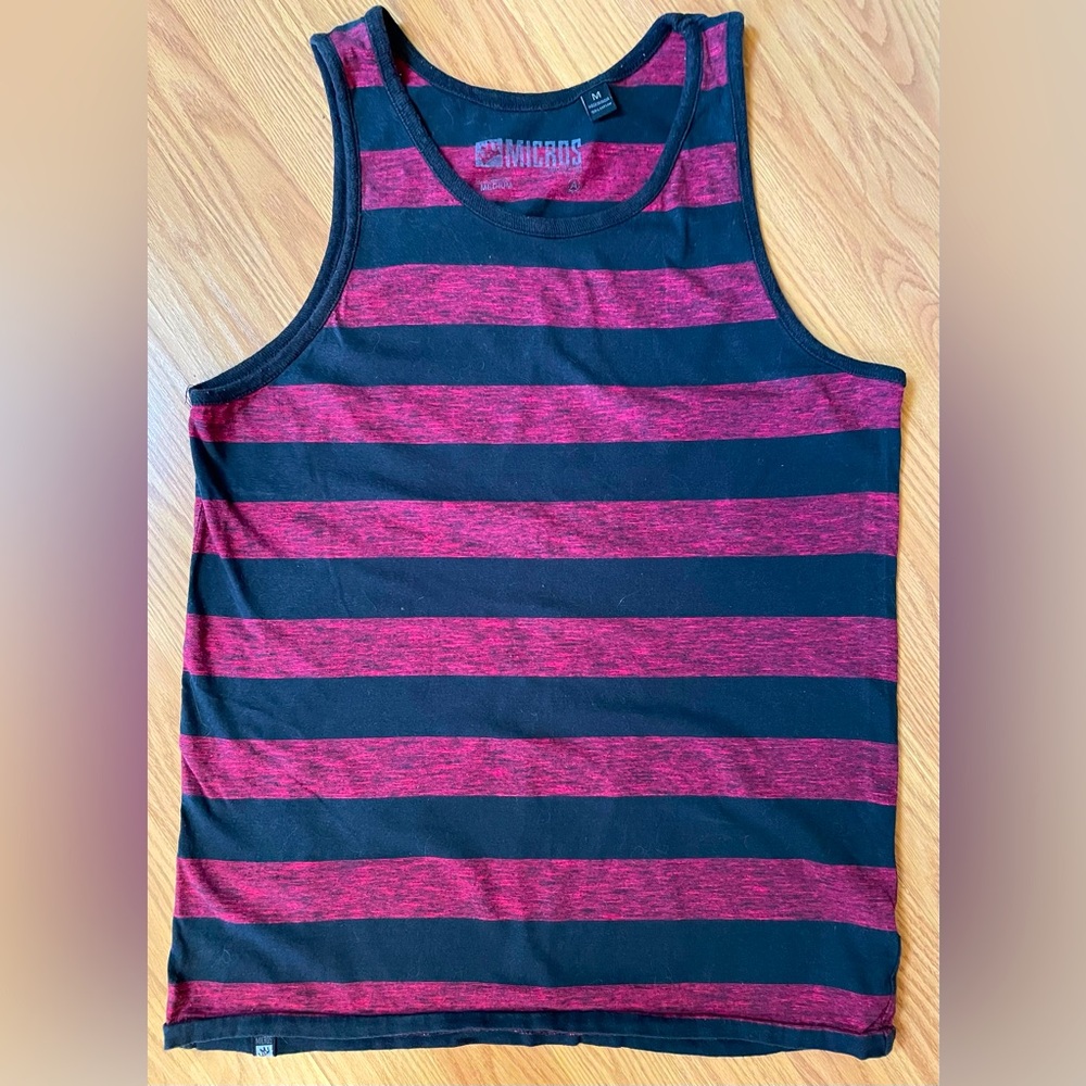 Micros red and black striped tank top size medium